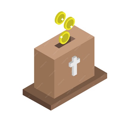 Offering handful of money